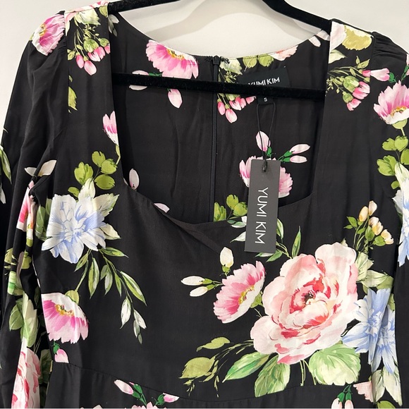 Yumi Kim Marlo Floral Midi Dress Black Size S NWT - Picture 3 of 13